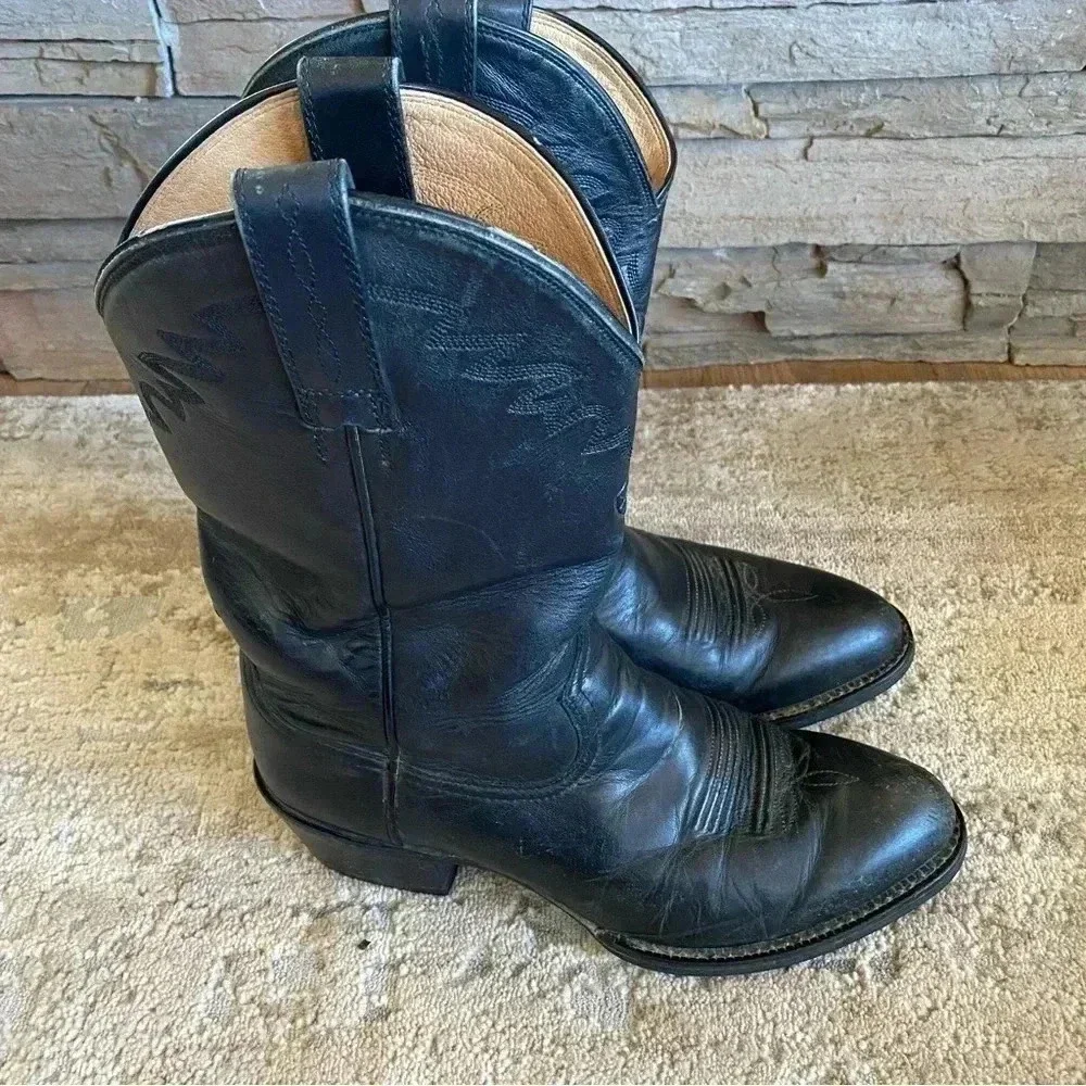 Ariat Men’s Vintage Black Leather Cowboy Boots Embroidered Western 34601: 9D